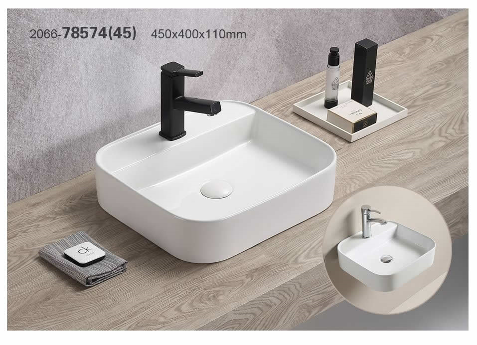 ხელსაბანი დასადგამი Pate Square 78574(45) Glossy თეთრი