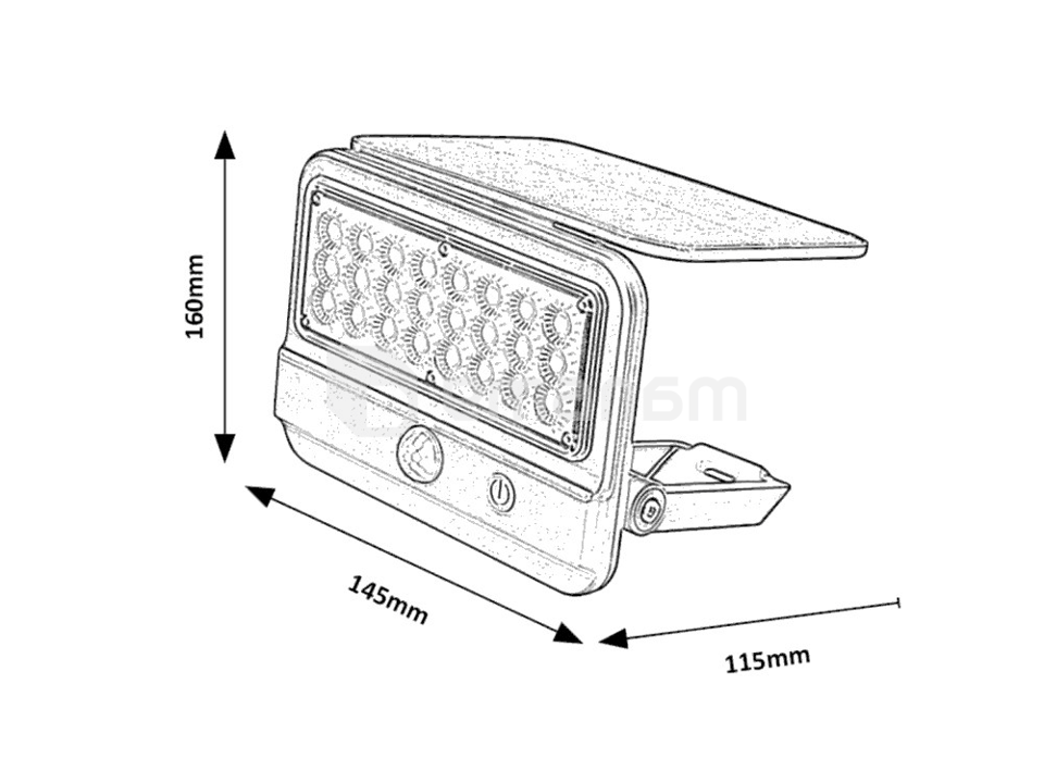 სანათი კედლის Rabalux Flaxton 7W 4000К 700Lm IP54 77040 Solar სენსორი შავი