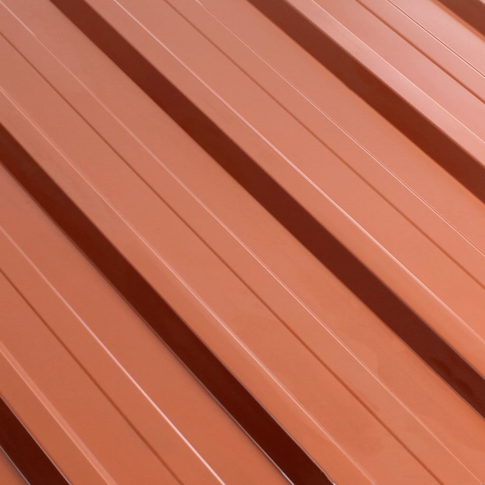 პროფილირებული ფერადი თუნუქის სახურავი 0.45X1140 პრიალა RAL8004 NOVA