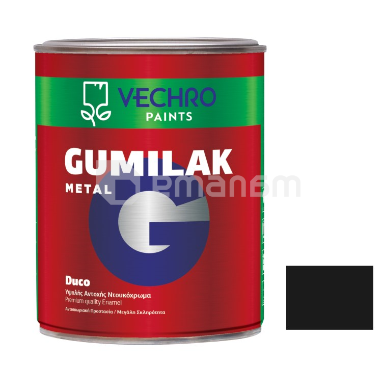 საღებავი ზეთის ლითონისთვის Vechro Gumilak metal შავი პრიალა 750 მლ