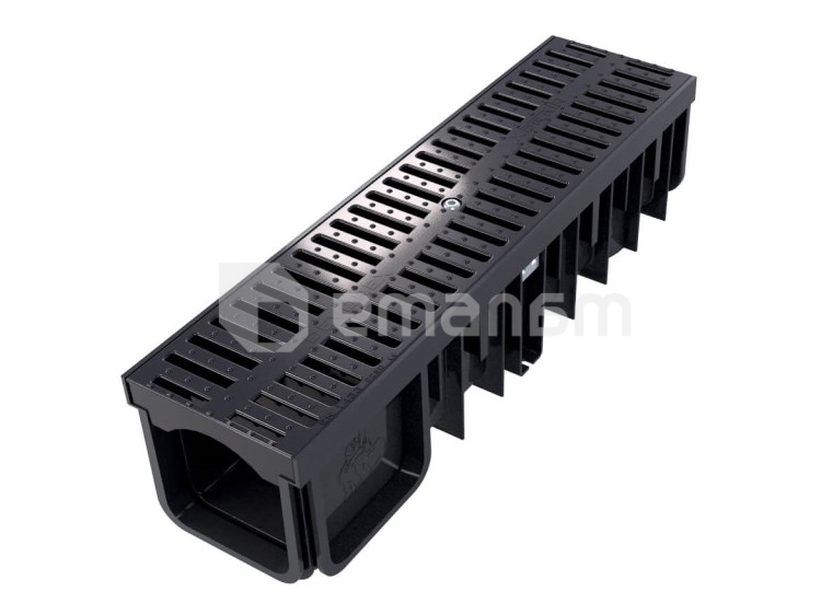 სადრენაჟო ღარი Devorex XDRAIN C250 130/90 შავი პოლიამიდის ცხაურით 0.5 მ