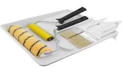 ნაკრები 4:1 ,,BE": თასი 320X350მმ + ლილვაკი 240X42X6მმ პოლიაკრილ მწვანე + ლილვაკი 150X35X6მმ შპალერის + ფუნჯი 50მმ + შპატელი უნივერსალური (8ც/ყ)