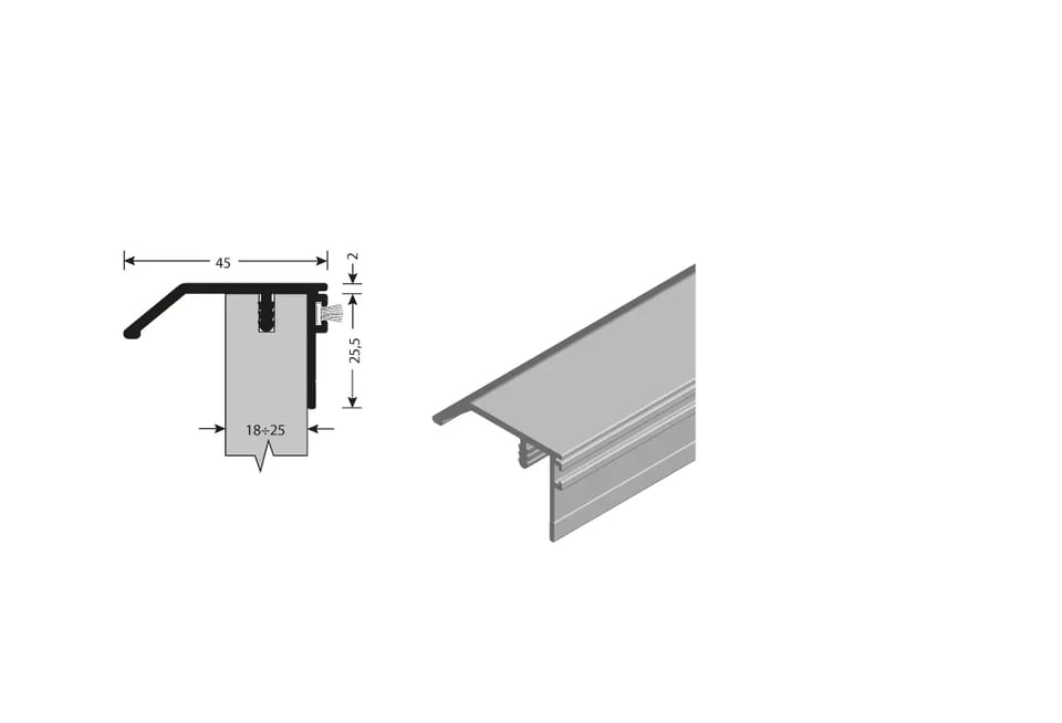 იმქნ1212 - პროფილი სახელური პს40 18-25მმ 610სმ. ჩინეტო პრ917703057ა-01 ყავისფერი