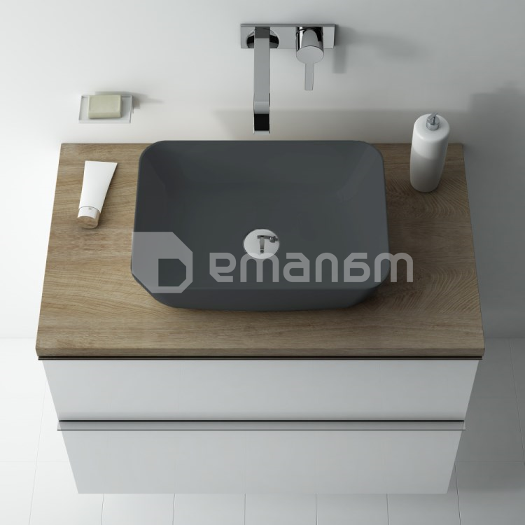 ზედაპირზე დასამონტაჟებელი ხელსაბანი Elita Reni 145098 46x33 ANTHRACITE MATT