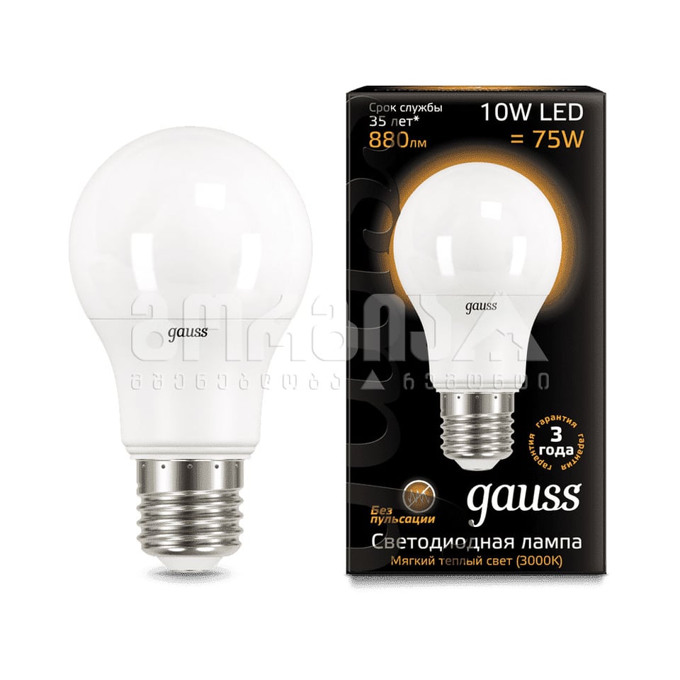 ლედ ნათურა A60 10W E27 2700K gauss - 102502110