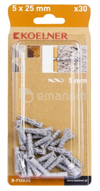 დიუბელი Koelner 30 ც B-FIXK05 5x25mm ბლისტი