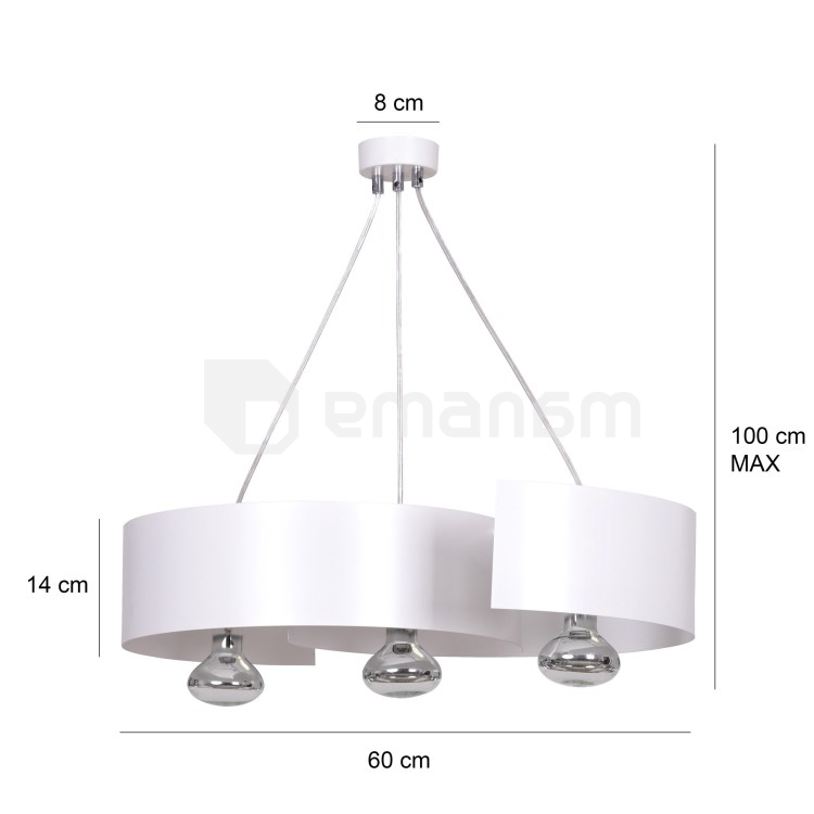 ჭაღი EMIBIG VIXON 3 E27 3x MAX 40W თეთრი