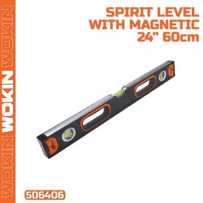 თარაზო მაგნიტით Wokin 506406, 60cm, 24″, Spirit Level With Magnetic (INDUSTRIAL), Black