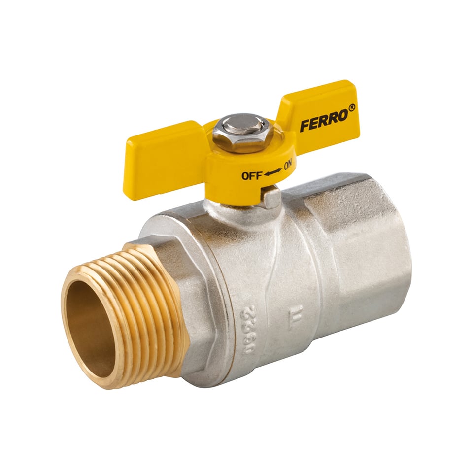 ბურთულა ვენტილი 1/2" გაზის (პეპელა) F-M KGMN11 Ferro