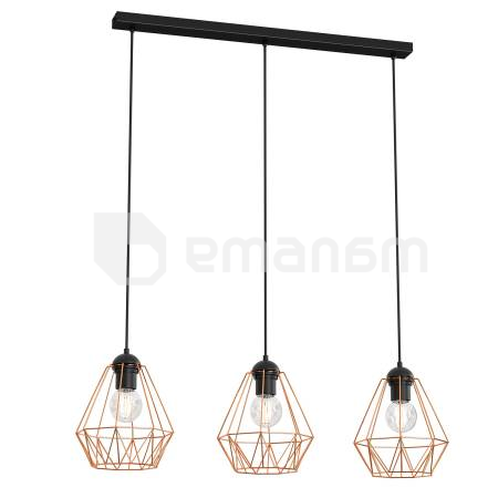 ჭაღი LUMINEX Bergen line bar 3 620 E27 3x MAX 60W შავი სპილენძი