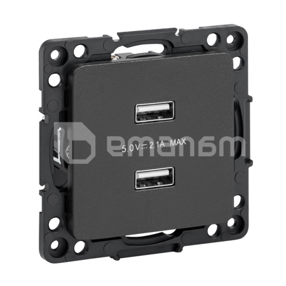 მექანიზმი EKF Stockholm USB 2 2.1А შავი