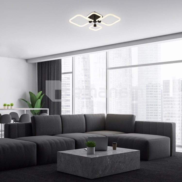 ჭაღი Rabalux Sotiris 47W 3000 6000K L540x460მმ h120მმ შავი თეთრი 71006