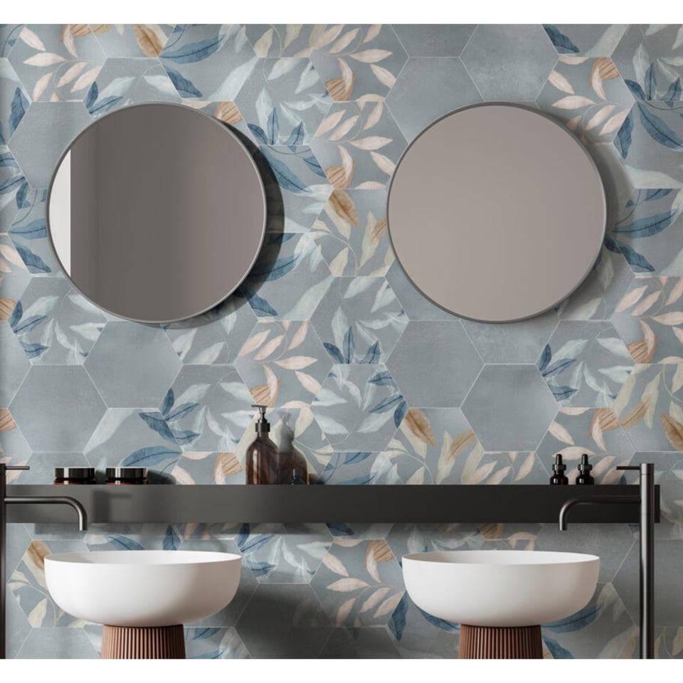 კერამოგრანიტი Hanoi Hexa Deco Blue 19.8*22.9