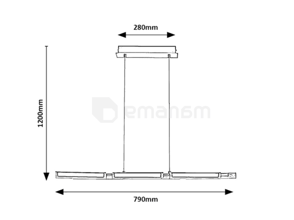 საკიდი Rabalux REMIEL LED 30W 3000K 1570Lm L790 შავი 72045