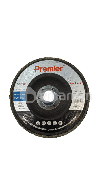 ლითონის სახეხი დისკო   Premier 125 x 22 მმ. #80