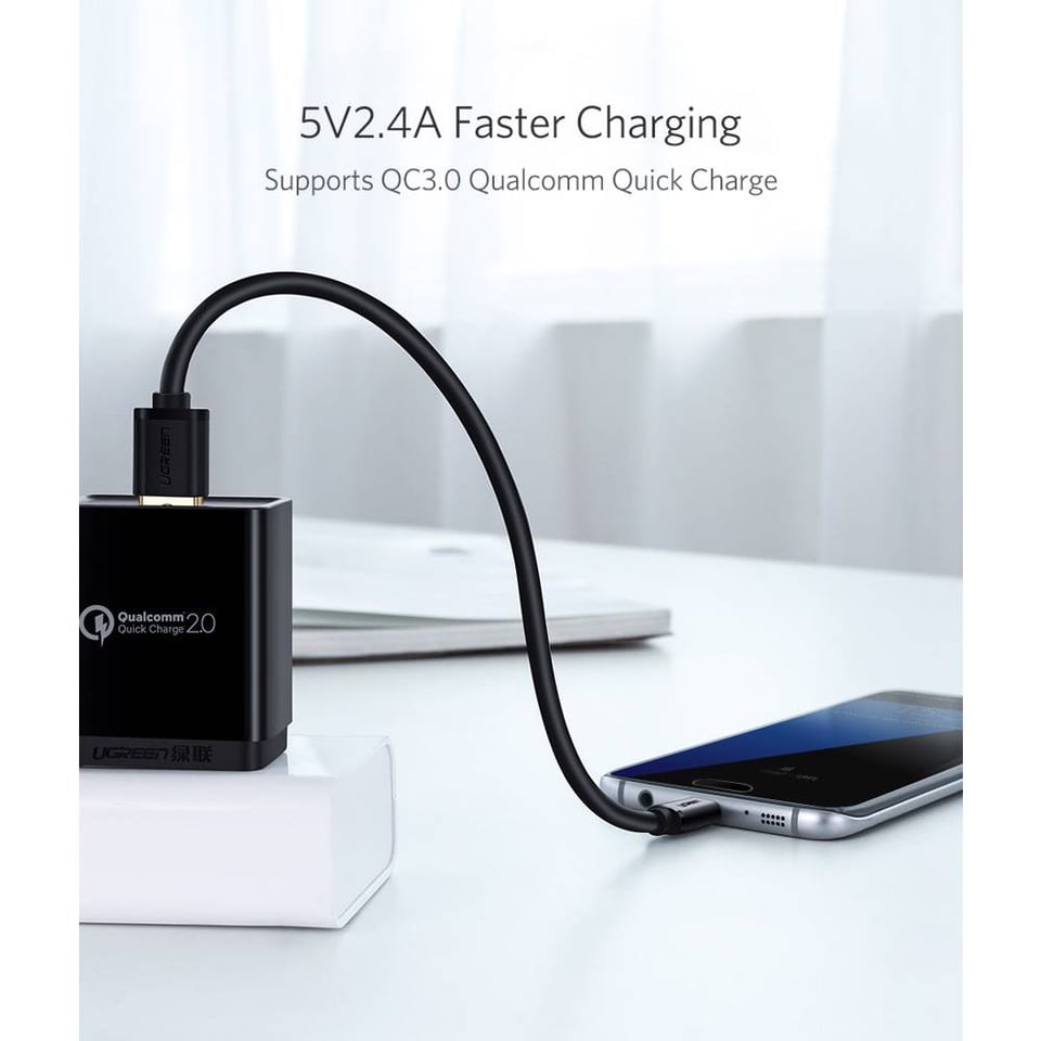USB კაბელი UGREEN US289 (60138), USB to Micro USB, 2m, Black