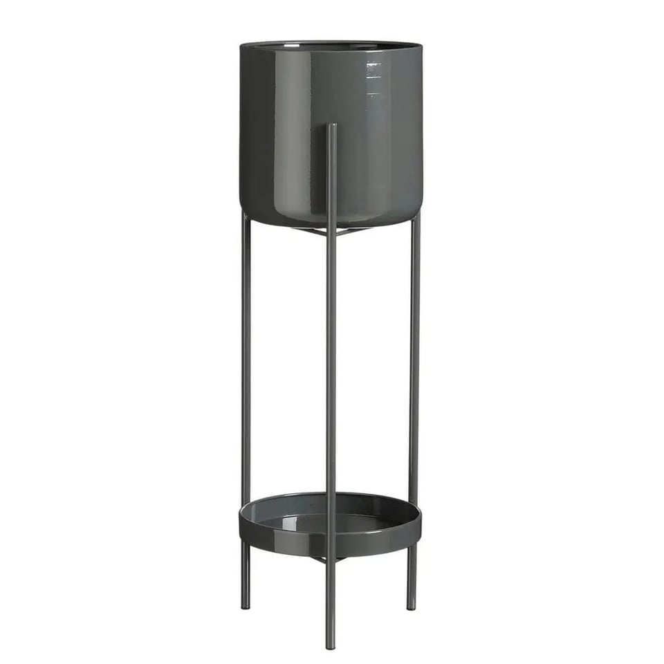 ქოთანი რკინის Colyn pot on stand black - h60xd19cm