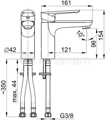 ხელსაბანის შემრევი KFA Tanzanit ქრომი