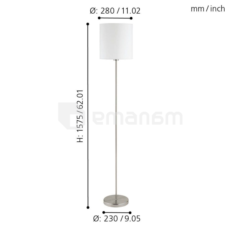 ტორშერი Eglo PASTERI სატინი ნიკელი 95164 E27 1x MAX 60W