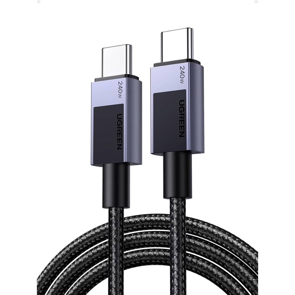USB კაბელი UGREEN L513 (45068), 240W, Type-C to Type-C PD Fast Charging Cable, 2m, Space Gray