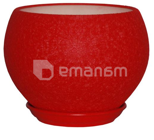 კერამიკული ქოთანი-სფერო წითელი აბრეშუმი 4,1ლ