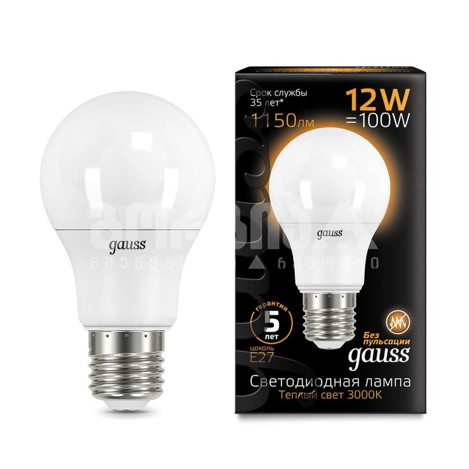 ლედ ნათურა A60 Globe 12W E27 2700K gauss - 102502112
