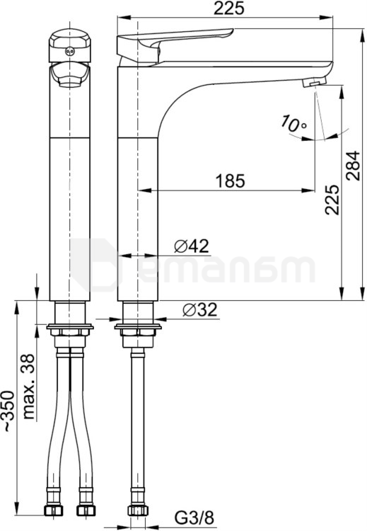 ხელსაბანის ონკანი მაღალი KFA Tanzanit Chrome