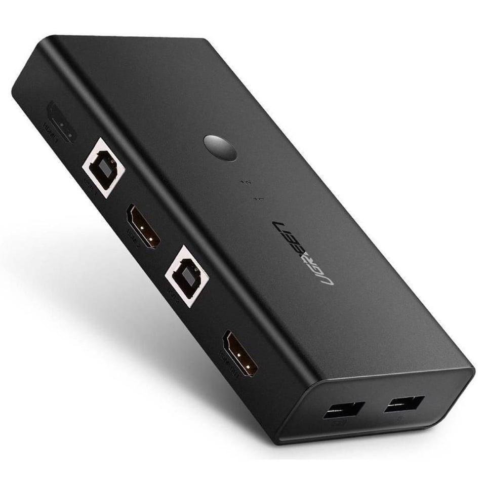 KVM სვიჩი UGREEN CM200 (50744), HDMI 2 IN 1 KVM Switcher, 4K*2K@30HZ, Black 
