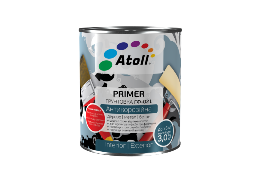 28კგ ანტიკოროზიული გრუნტი შავი ATOLL ГФ-021