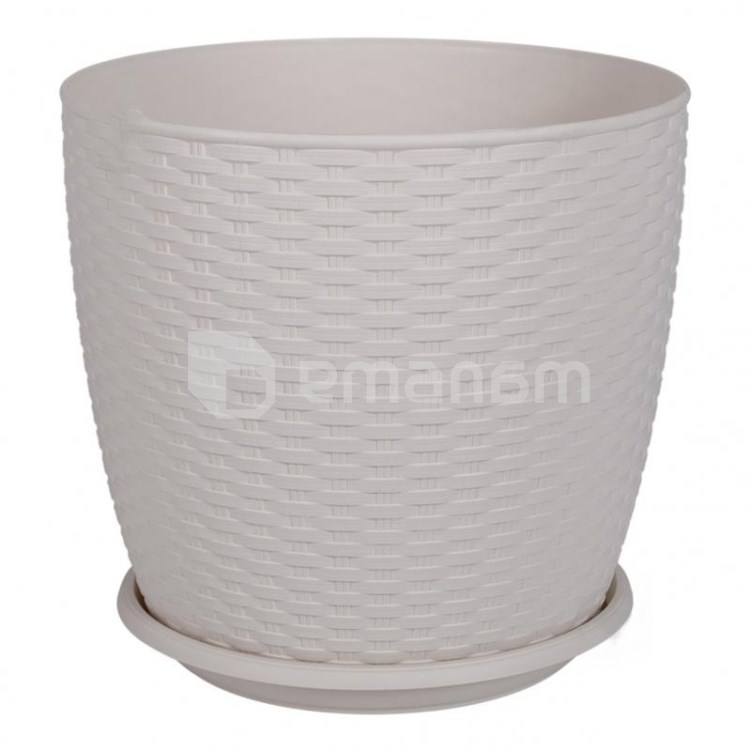 ქოთანი პლასტმასის Aleana Rotang სადგამით 30x27,5სმ თეთრი ვარდი