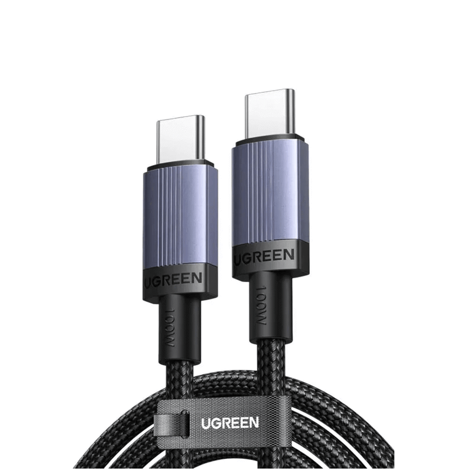 USB კაბელი UGREEN L528 (65833), 100W, Type-C to Type-C Cable, 2m, Grey/Black