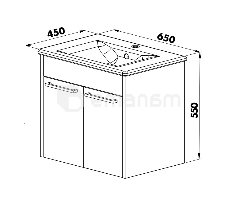 ტუმბო ჩამოსაკიდი ხელსაბანით Martat Sofia 65 Iceland Blue