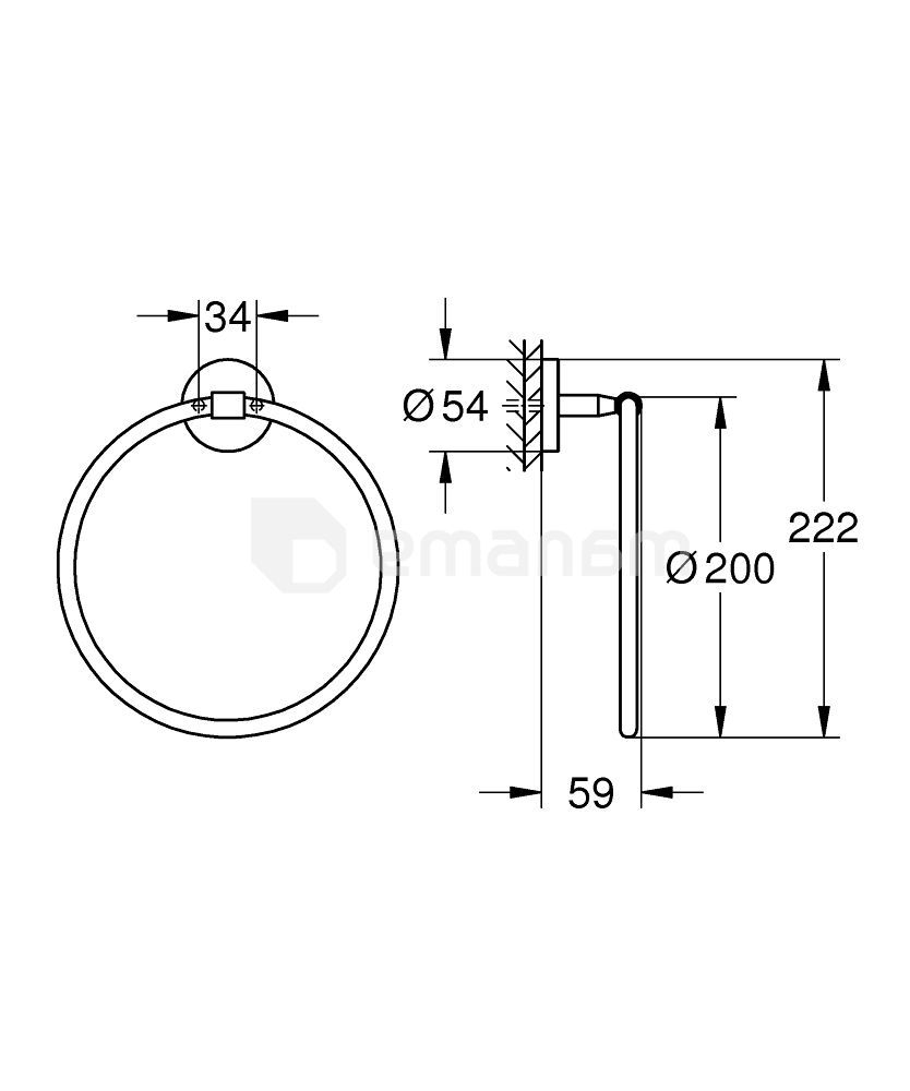 პირსახოცის საკიდი რგოლი GROHE BAU COSMOPOLITAN 40460001