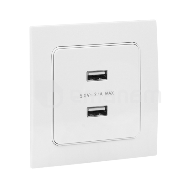მექანიზმი როზეტი EKF Stockholm  USB 2  2.1А თეთრი