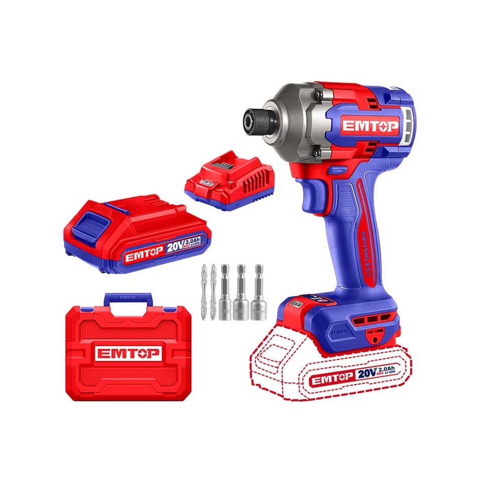 ქანჩდამჭერი Li-Ion დარტყმითი 20ვ 1/4" ECIRL2028 EMTOP