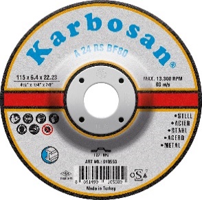 115.6.4.22 A24RS რკინის მოსახეხი დისკი T27 GRINDING METAL 10ც/ყ KARBOSAN