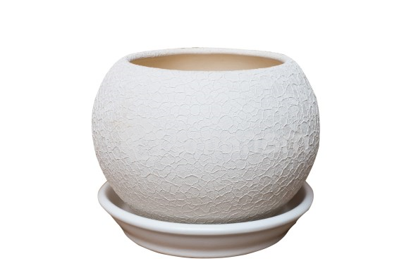 კერამიკული ქოთანი-სფერო თეთრი აბრეშუმი 1,4ლიტრი