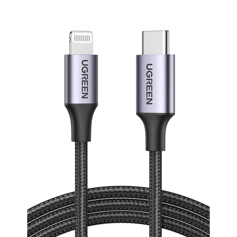 USB კაბელი UGREEN US304 (60760), MFi, Type-C to Lightning Cable, 1.5m, Black