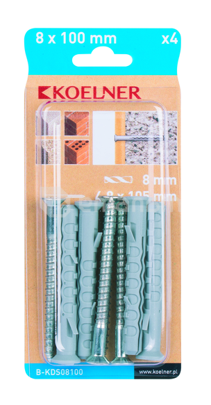 დუბელი ჩარჩოსთვის Koelner 4 ც B-KDS08100 100 mm ბლისტი