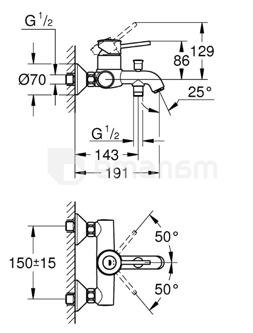 აბაზანის ონკანი Grohe Start Classic OHM EXP 23787000