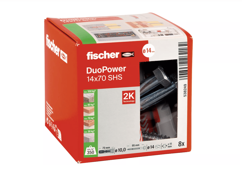 დუბელი DUOPOWER 14x70 S |  ჭანჭიკით (8 ცალი)