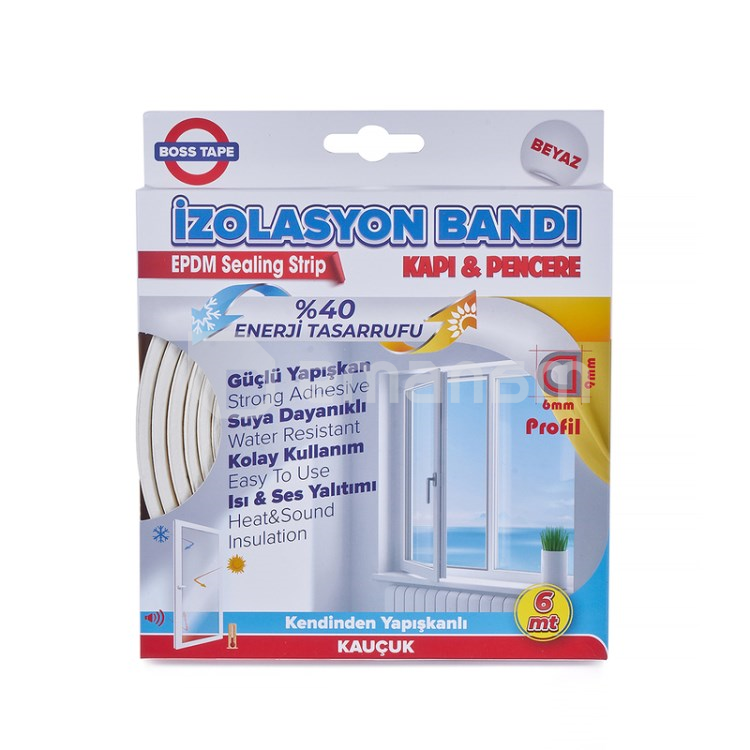 შემამჭიდროებელი ლენტი ფანჯარისთვის Boss Tape 3159 D 9 მმ/ x 6 მ თეთრი
