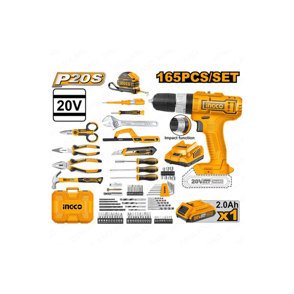 ხელის ელ. ხრახნდამჭერისა და ინსტრუმენტის ნაკრები 165ც (HKTHP11651)