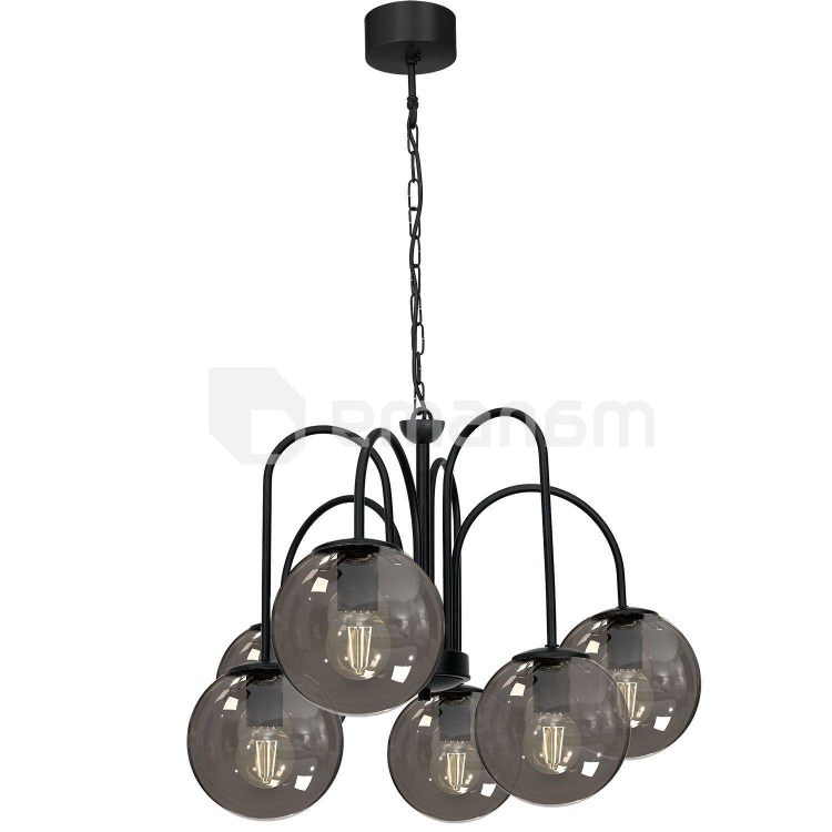 ჭაღი Luminex 6 Cambridge ლითონი შავი შუშა 3697