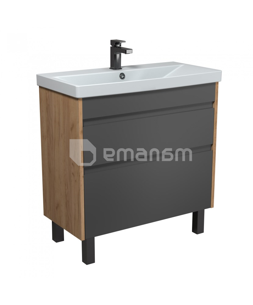 აბაზანის ტუმბო ხელსაბნით  JESSY 80-U Wood/Grey Sempre 81 სმ