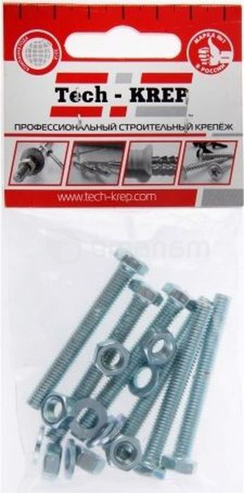 ჭანჭიკი DIN933 ექვსწახნაგა თავ მოთუთ. მ6х30 + ქანჩი+საყელური (8 ც.) - შეფ 114051