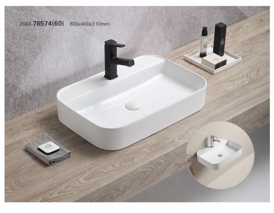 ხელსაბანი დასადგამი Pate Square 78574(60) Glossy თეთრი