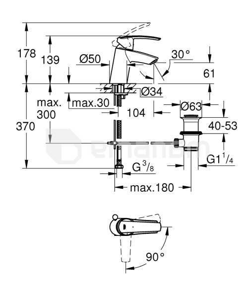 ხელსაბანის შემრევი Grohe Start 31137001