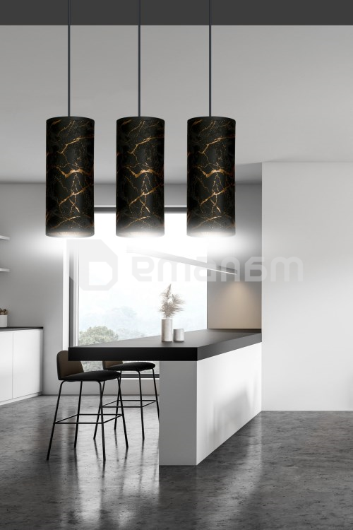 საკიდი EMIBIG Karli 3 E27 3x MAX 60W მარმარილო შავი