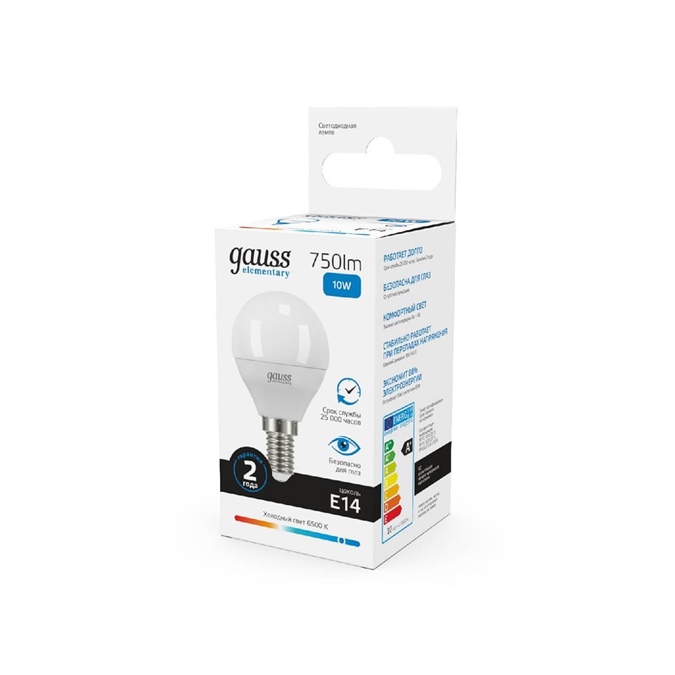 LED ნათურა Elementary Ball 10W 750lm 6500K E14 - 53130 Gauss